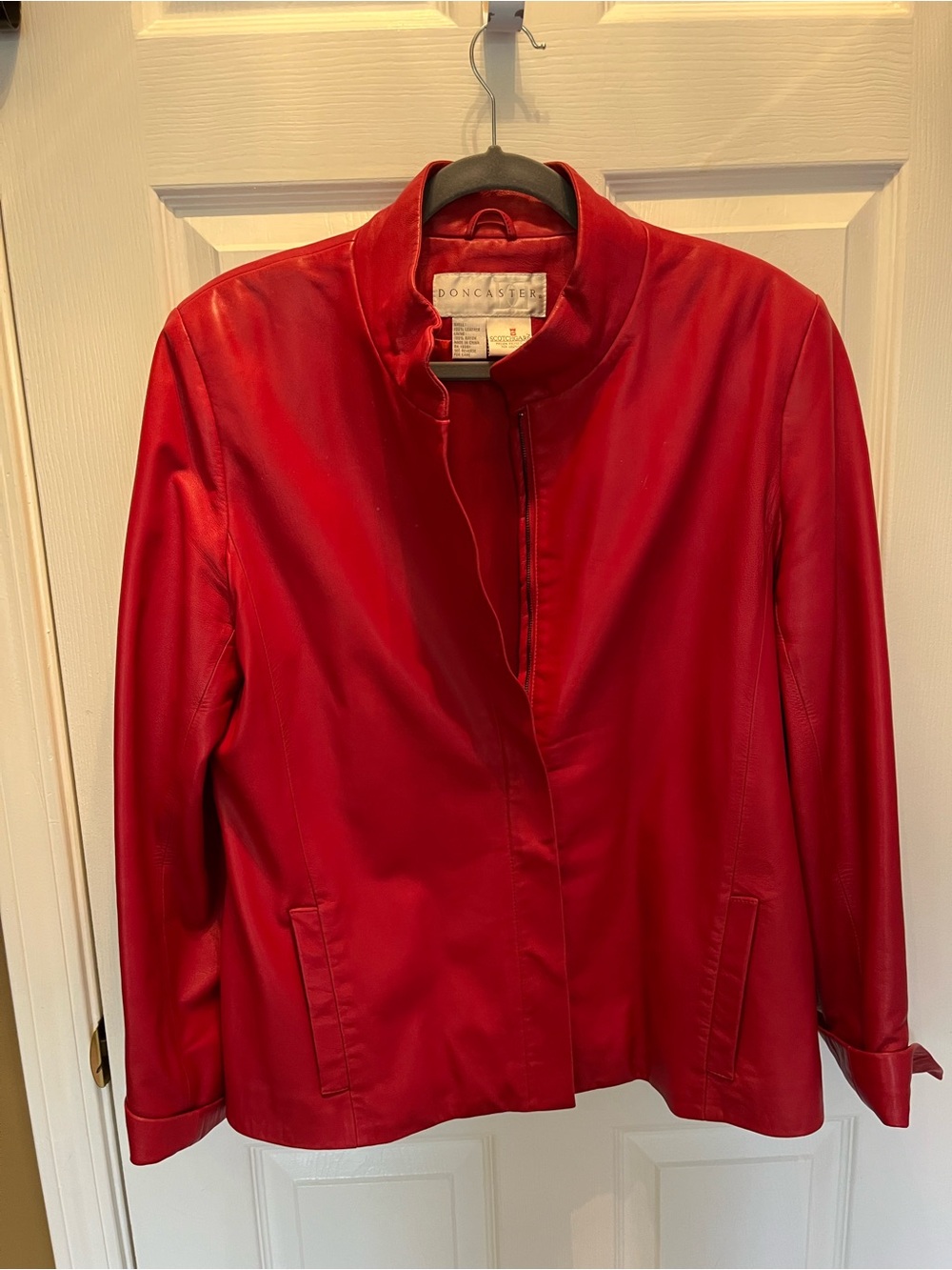 Doncaster Red Leather Stand-Collar Jacket